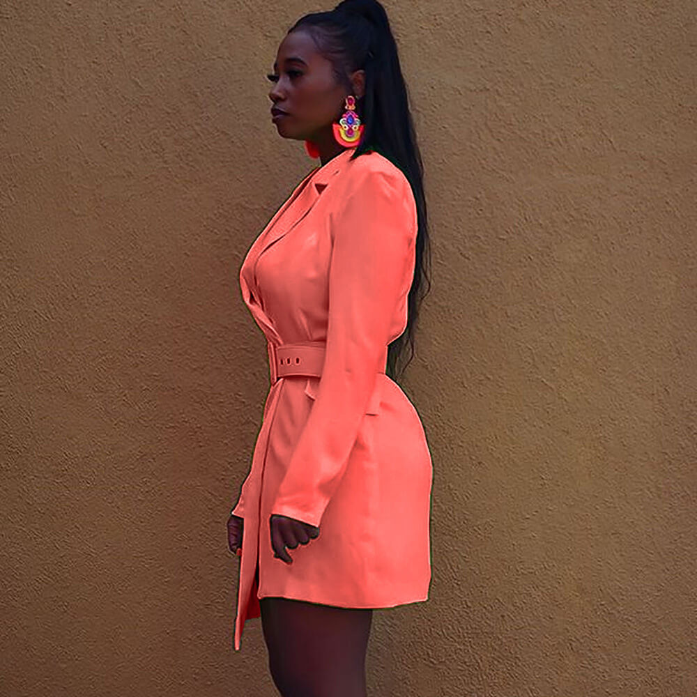 Irregular Neon Wrap Blazer Dress