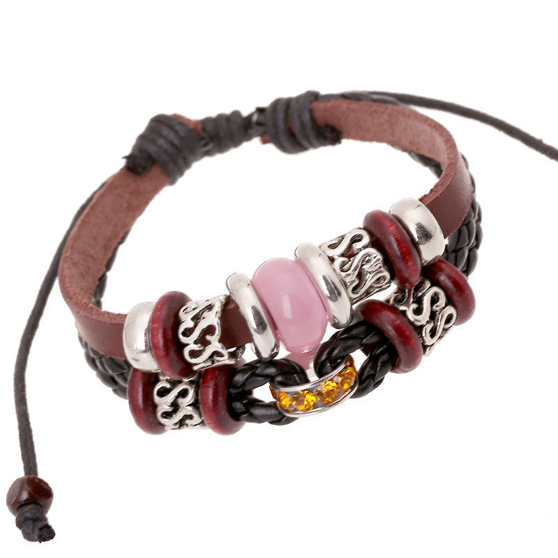 Fashion Joker Beaded Leather Bracelet