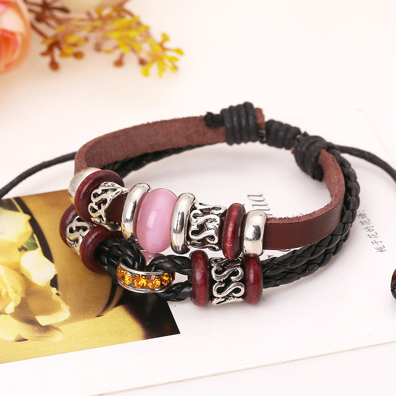 Fashion Joker Beaded Leather Bracelet