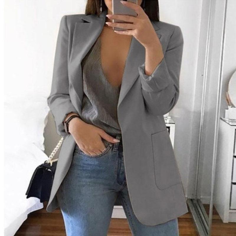 OL Solid With Pockets Midi Blazer