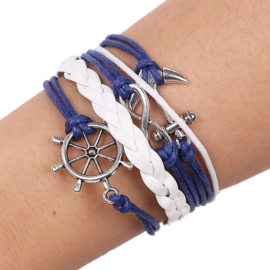 Anchor Rudder Wax Rope Bracelet