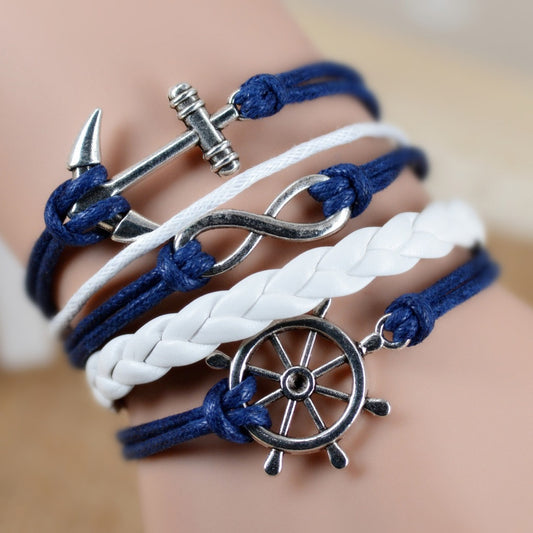 Anchor Rudder Wax Rope Bracelet