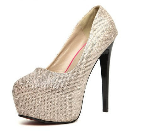 Round Toe Platform Super High Stiletto Heels Prom Shoes