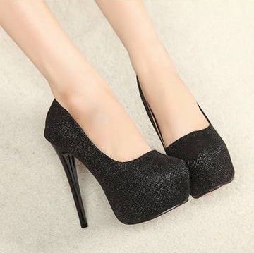 Round Toe Platform Super High Stiletto Heels Prom Shoes