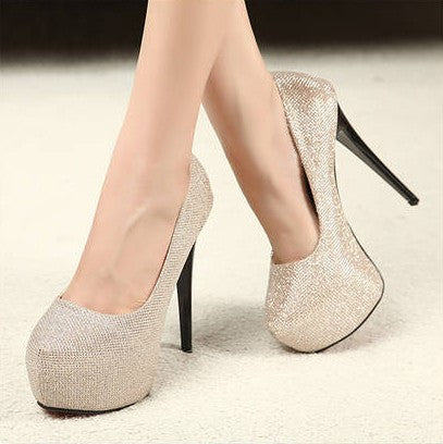 Round Toe Platform Super High Stiletto Heels Prom Shoes