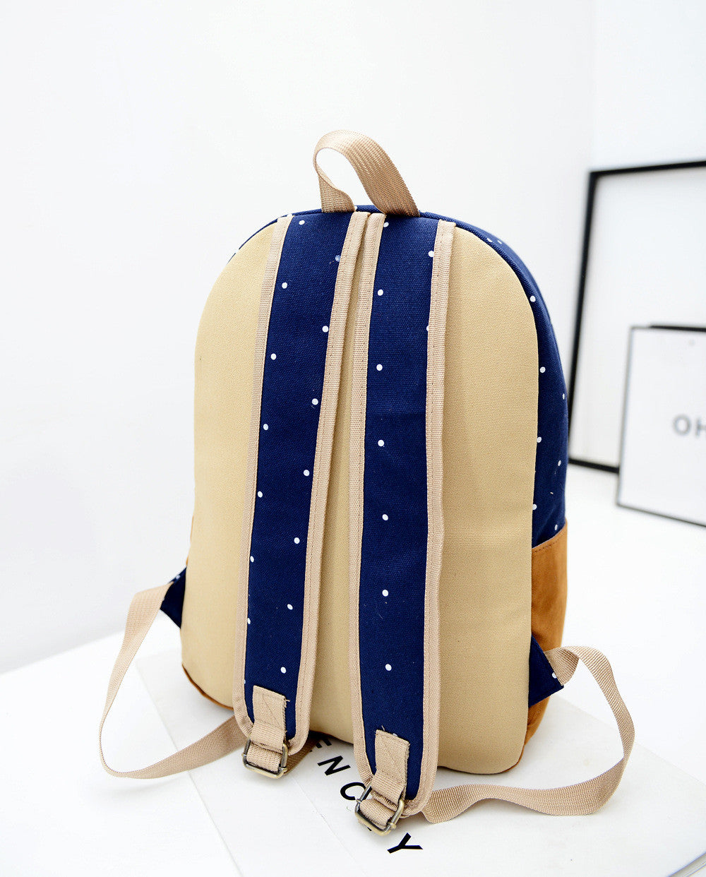 Polka Dot Candy Color Canvas Backpack School Bag - Meet Yours Fashion - 9