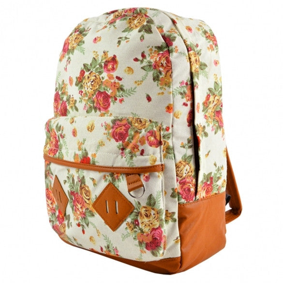 New Girls Canvas Flower Rucksack Backpack School College Travel Cabin Bag