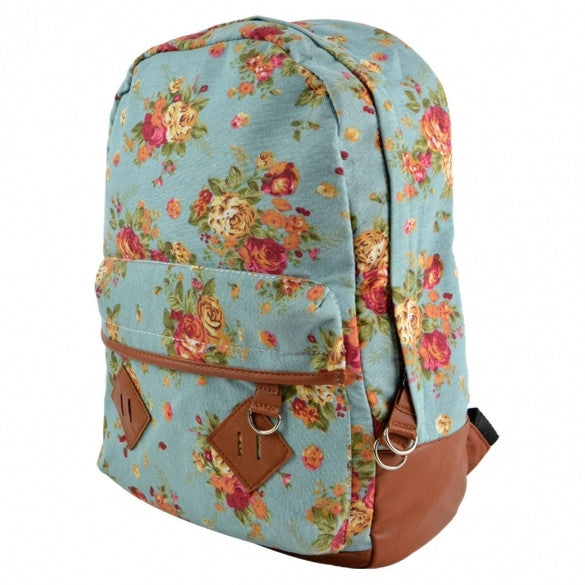 New Girls Canvas Flower Rucksack Backpack School College Travel Cabin Bag