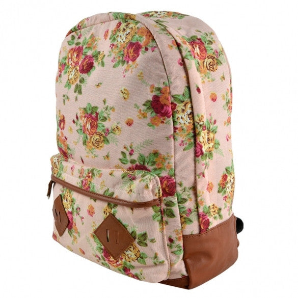 New Girls Canvas Flower Rucksack Backpack School College Travel Cabin Bag