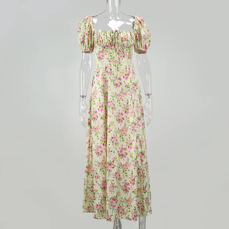 Floral Empire Waist A Line Long Dress