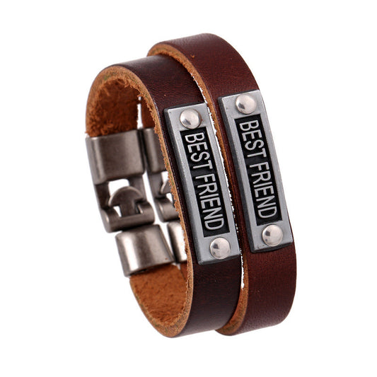 Simple Alloy BESTFRIEND Leather Bracelet