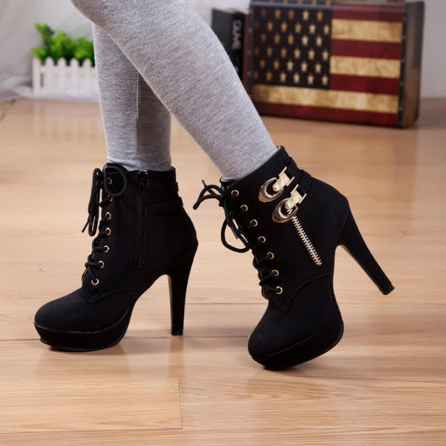 High Platform Lace Up Buckle Sexy Martin Boots Shoes