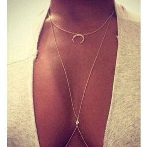 Sexy Crystal Moon Rhombus BodyChain