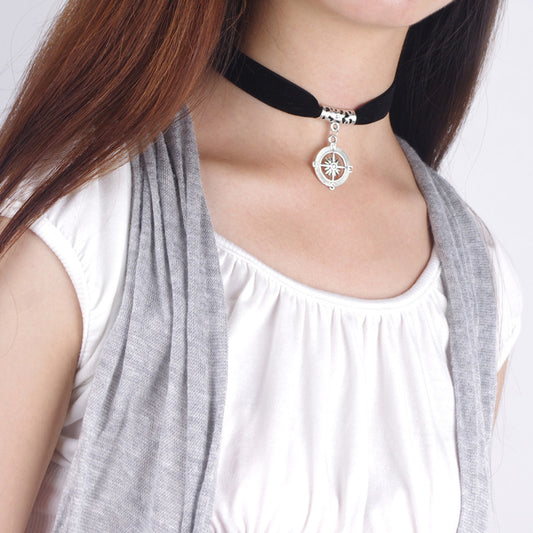 Black Lint Flannelette Style Pendant Necklace