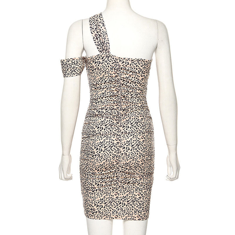 Boat Neck Leopard Bodycon Dress