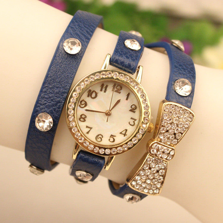 Crystal Butterfly Leather Quartz Watch