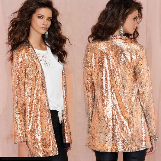 Night Club Open Front Sequins Blazer