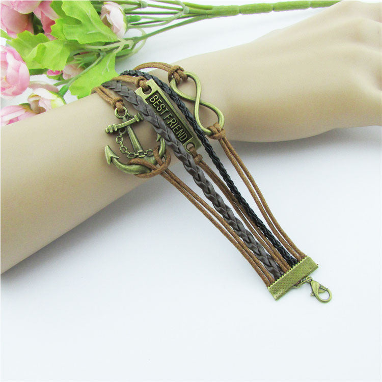 Retro BESTFRIEND Multilayer Woven Bracelet