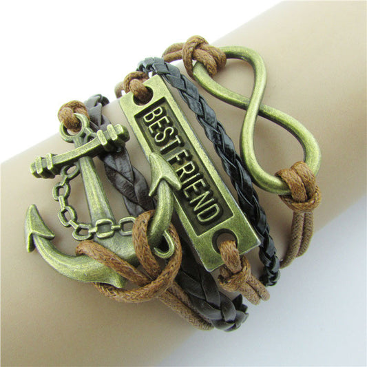 Retro BESTFRIEND Multilayer Woven Bracelet