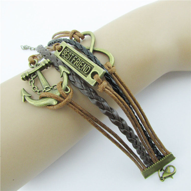 Retro BESTFRIEND Multilayer Woven Bracelet