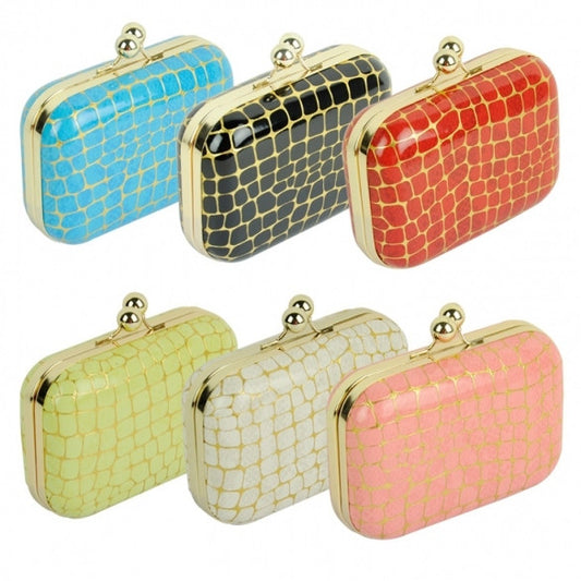 Women 6 Colors Stone Grain Chain Clutch Bag Handbag Messenger Bag Clutch CaF8