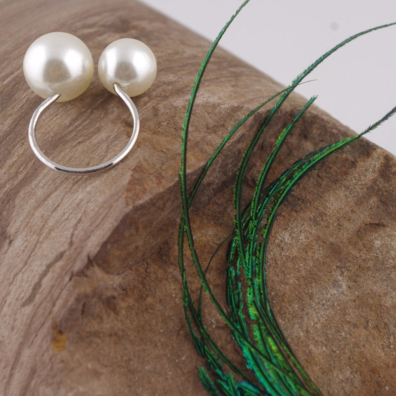 Adjustable Big Small Pearl Ring