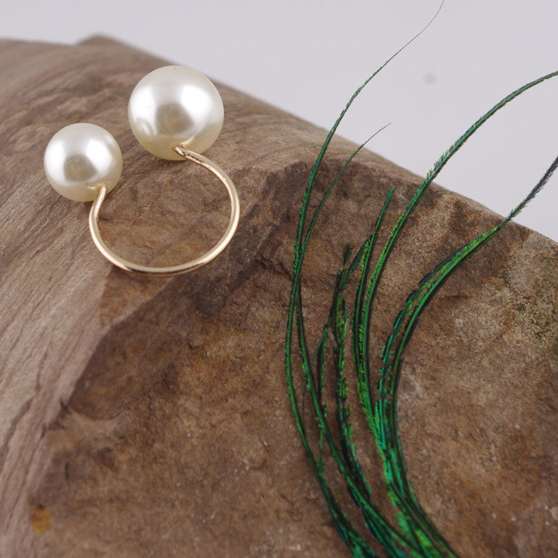 Adjustable Big Small Pearl Ring