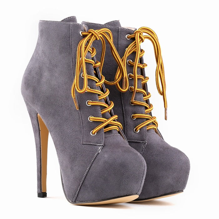 Super High Heels Nightclub Lace Up Boots