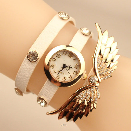 Angel's Wings Pu Strap Watch