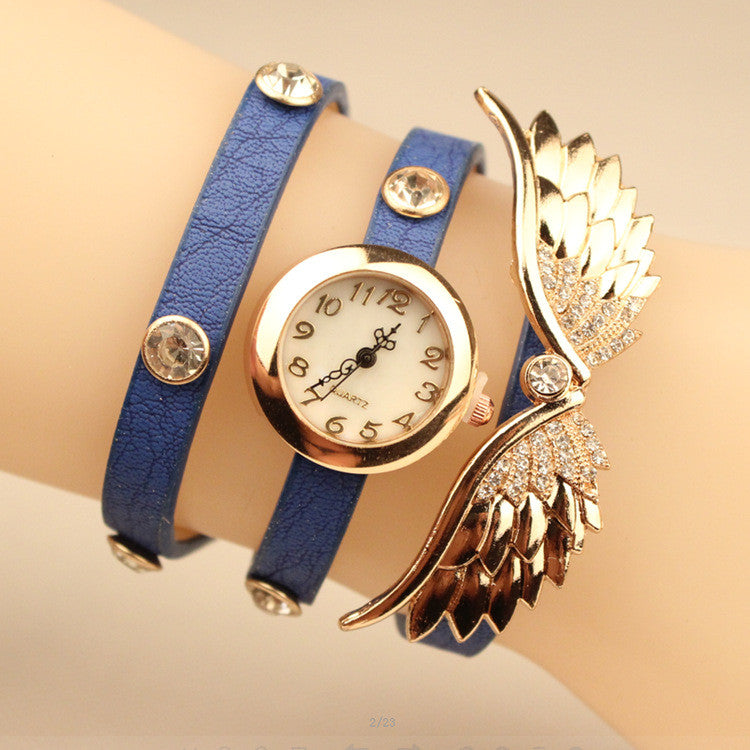 Angel's Wings Pu Strap Watch