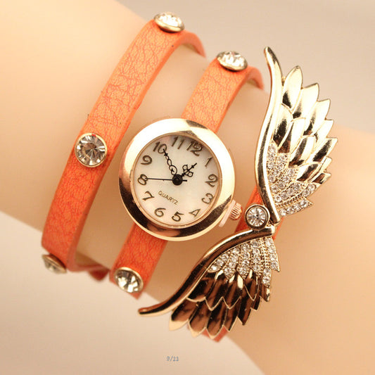 Angel's Wings Pu Strap Watch