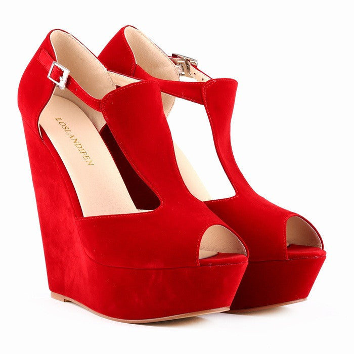 High-Heeled Wedge Roman Peep-Toe Sandals