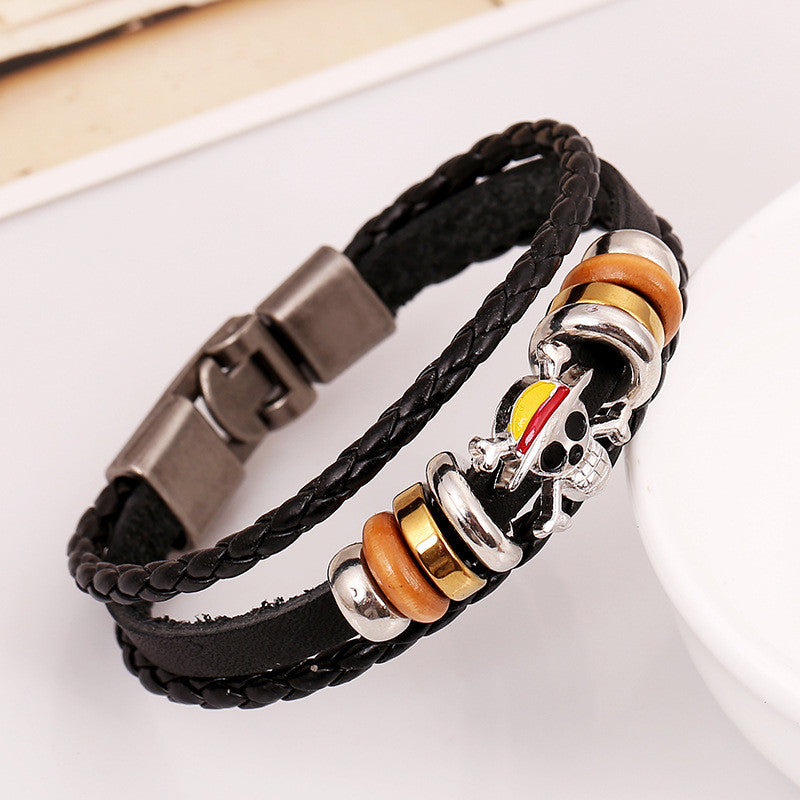 Skull Beaded Multilayer Woven Bracelet