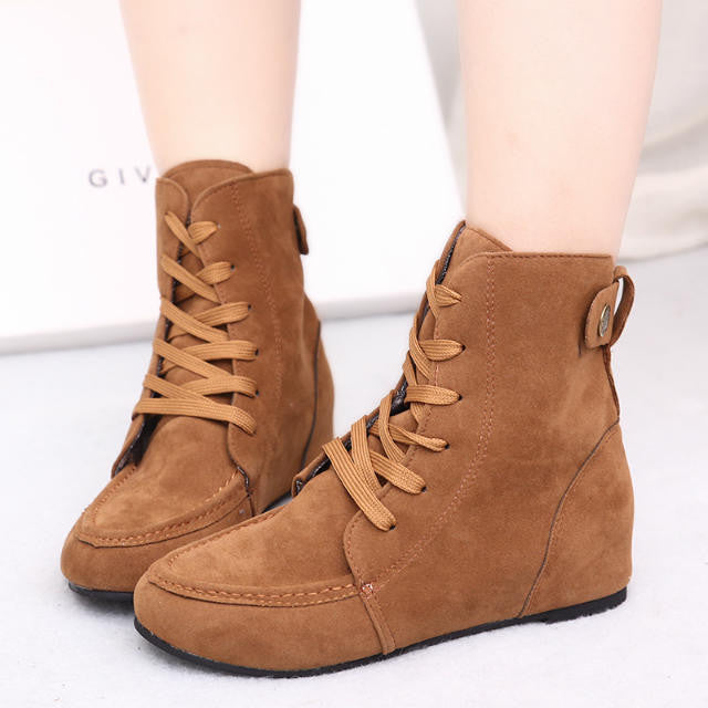 Fashion Winter Suede Increased Flat Martin Boots