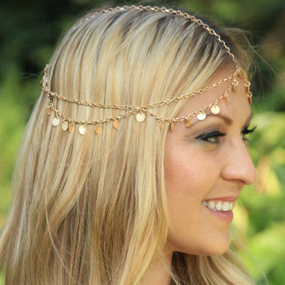 Sequins Waves Tassel Chain Hair Accessories