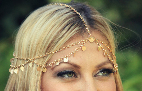 Sequins Waves Tassel Chain Hair Accessories