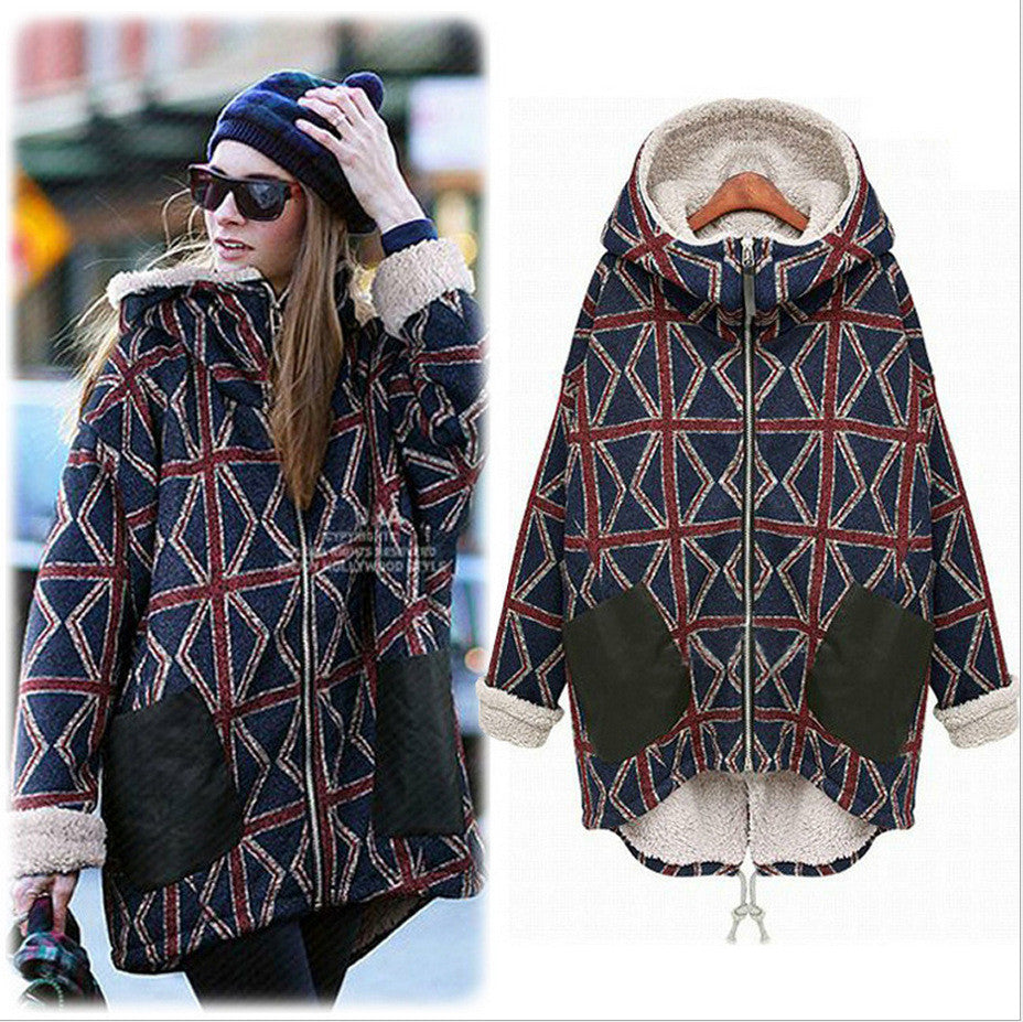 Hooded Pocket Plus Size Thick Big Coat
