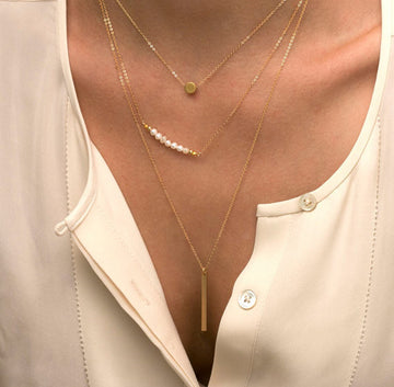 Fashion Simple Pearl Bump Multilayer Necklace