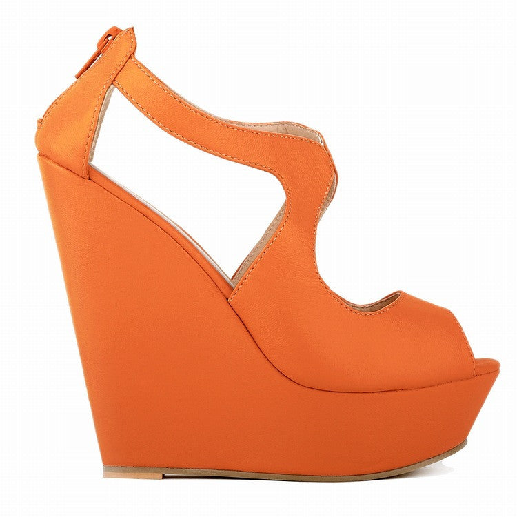 Sexy Peep Toe High Wedges Club Sandals 8198