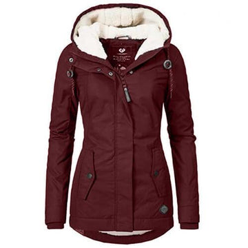 Warm Plain Hooded Padded Coat