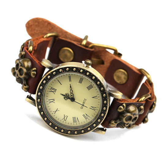 Punk Skull Rivet Buckle Bracelet Watch