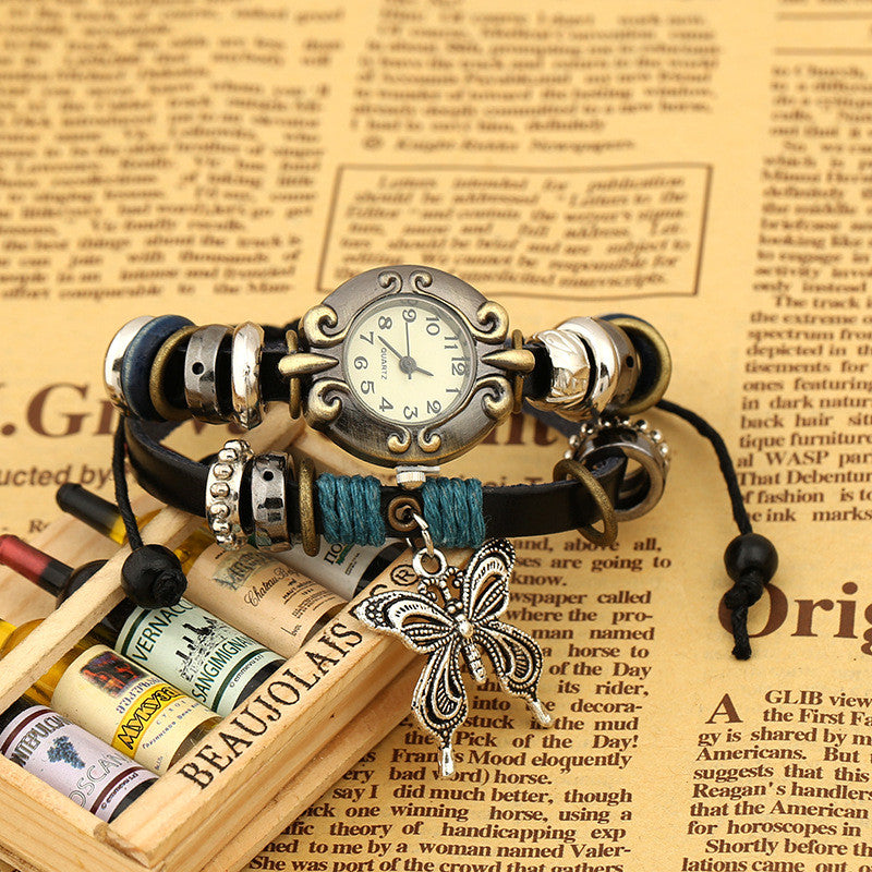 Sweet Butterfly Leather Bracelet Watch