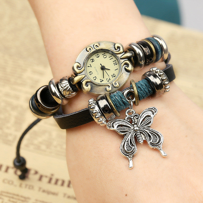 Sweet Butterfly Leather Bracelet Watch