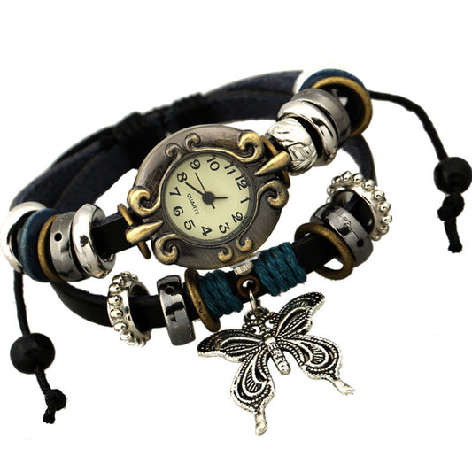 Sweet Butterfly Leather Bracelet Watch