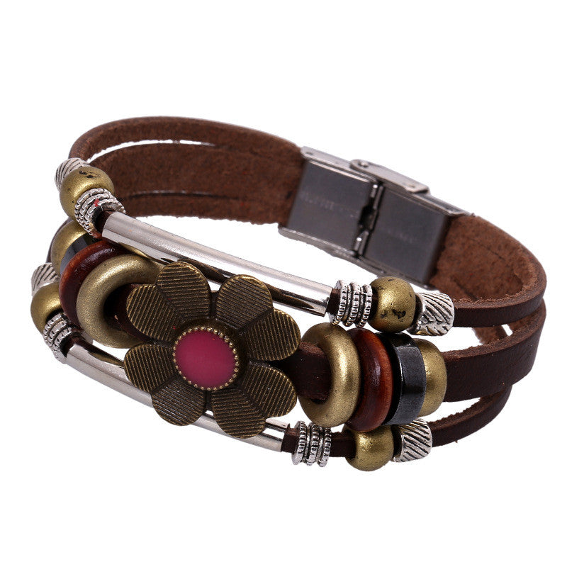 Fashion Flower Multilayer Leather Bracelet