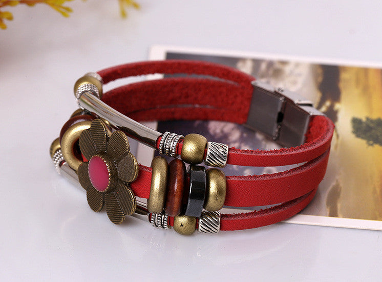 Fashion Flower Multilayer Leather Bracelet