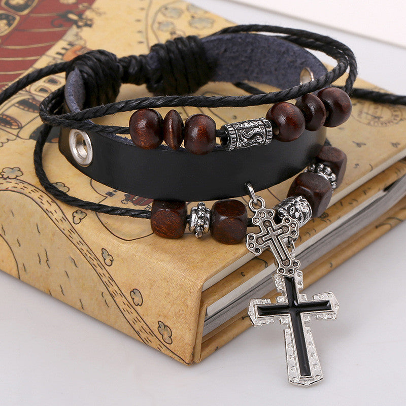 Cross Multilayer Leather Bracelet