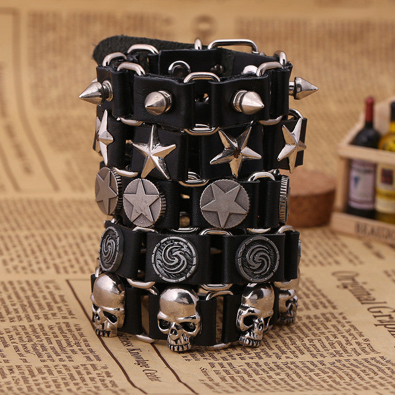 Punk Style Exaggerate Rivet Leather Bracelet