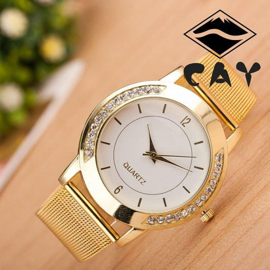 Golden Alloy Strap Personality Watch