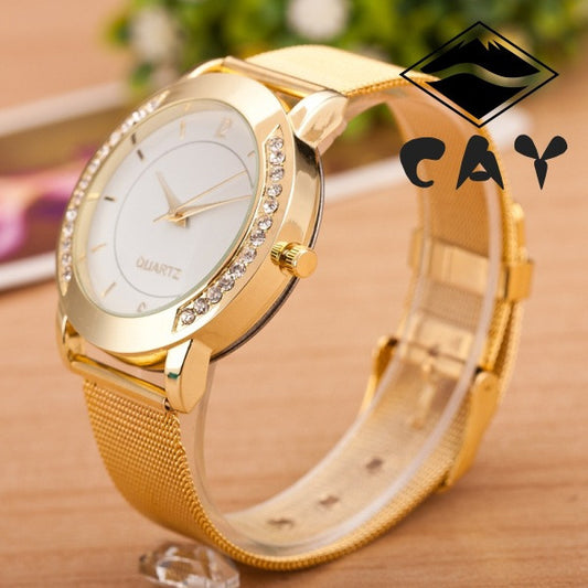 Golden Alloy Strap Personality Watch